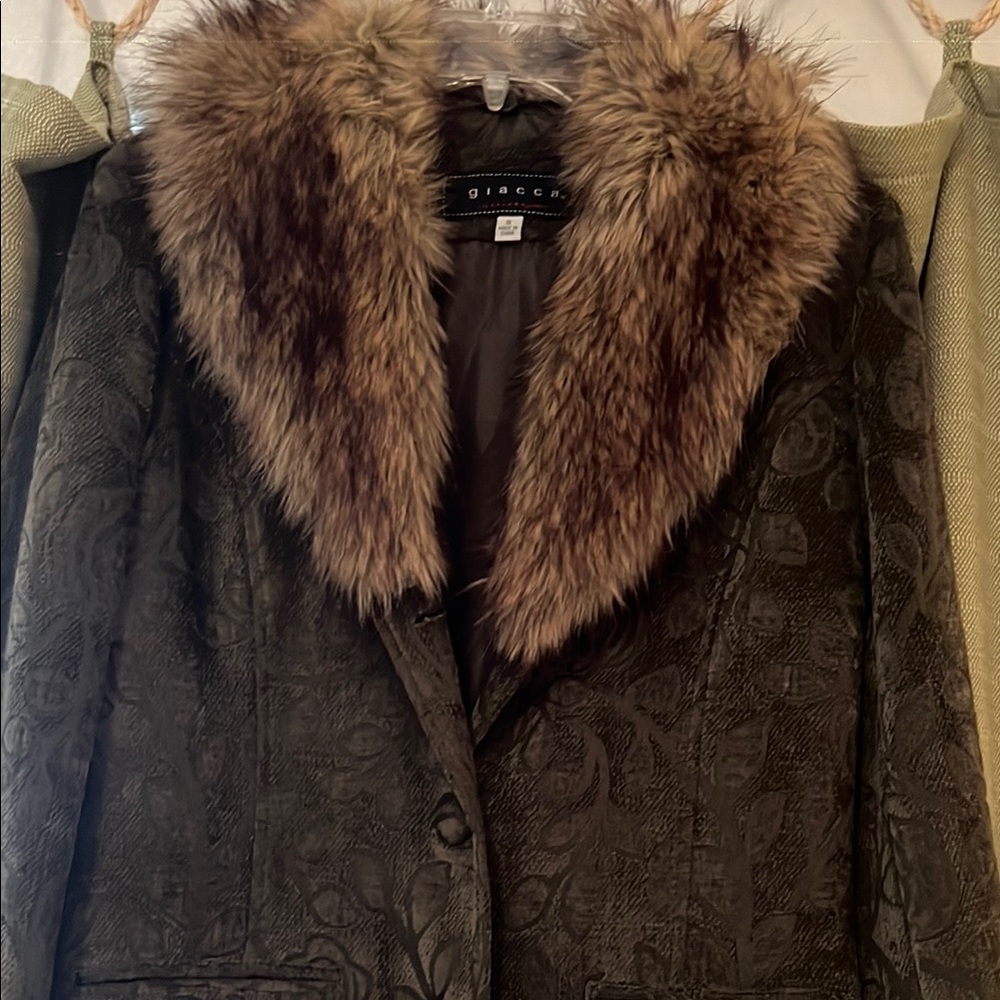 Giacca Vintage Y2K Penny Lane Tapestry Coat M Faux Fur Trim Hippie Boho Jacket